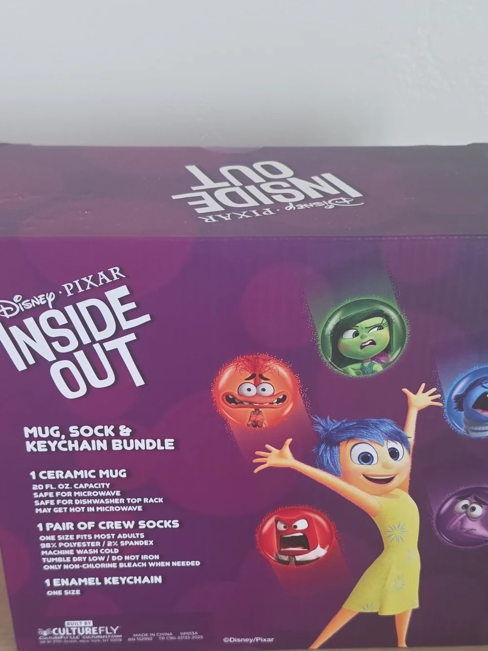 Inside Out Purple Mug, Sock & Keychain Gift Set